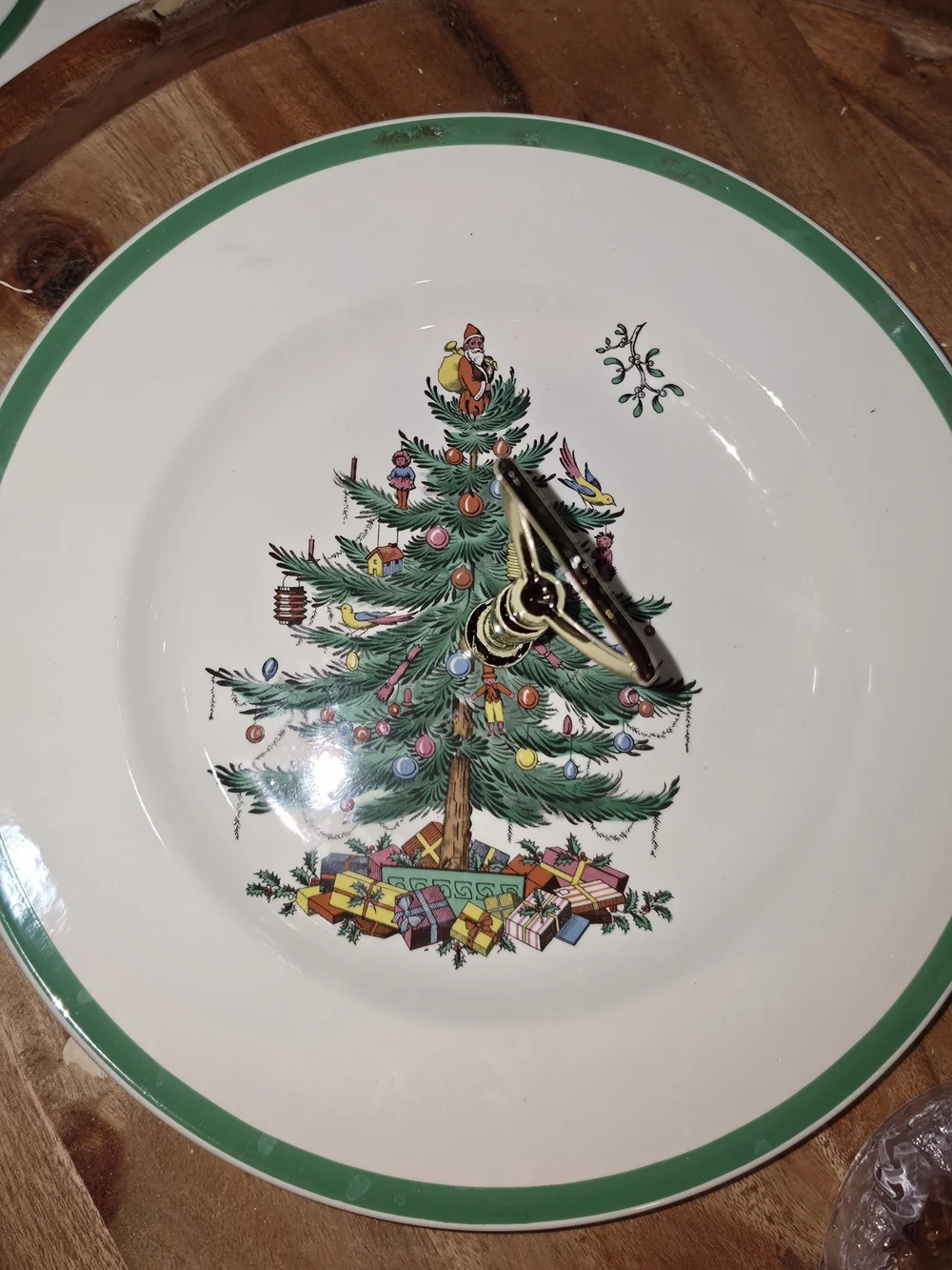 Spode Christmas Tree Tidbit Tray - Festive Green & Red Tree Design